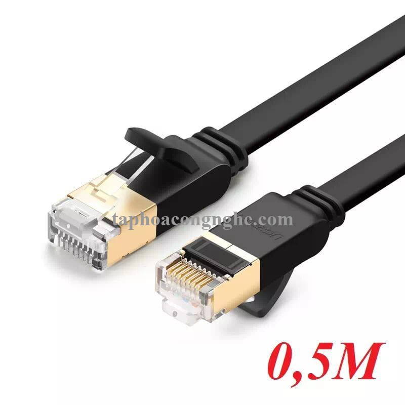 Ugreen 30738 0.5M màu Đen Cáp mạng LAN cat7 STP dây dẹp NW106 30030738